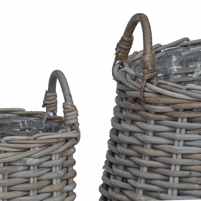 Ghiveci coș cu depozitare 2 pcs Gri Ratan Lacak - WALTI WALTI