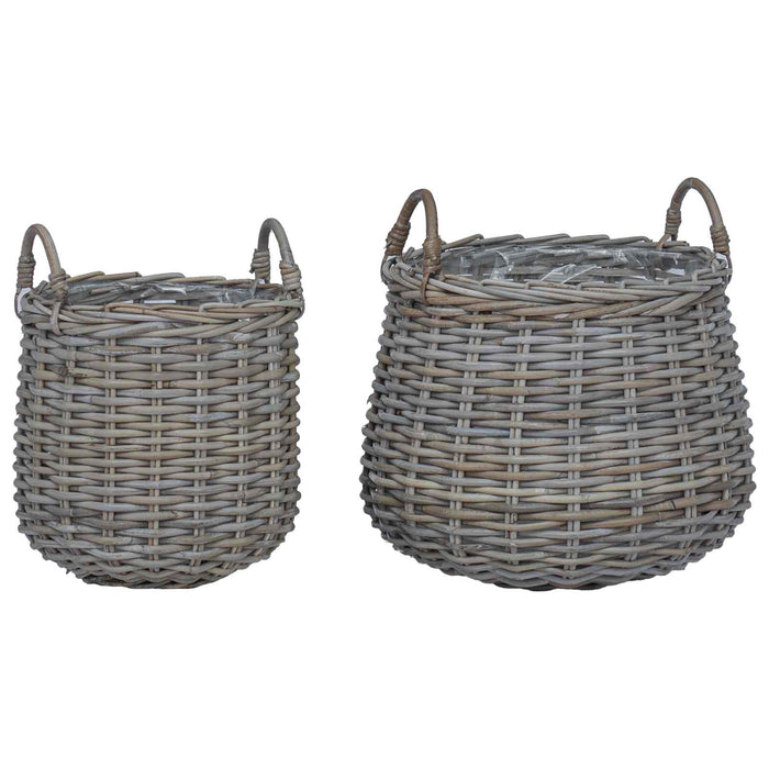Ghiveci coș cu depozitare 2 pcs Gri Ratan Lacak - WALTI WALTI