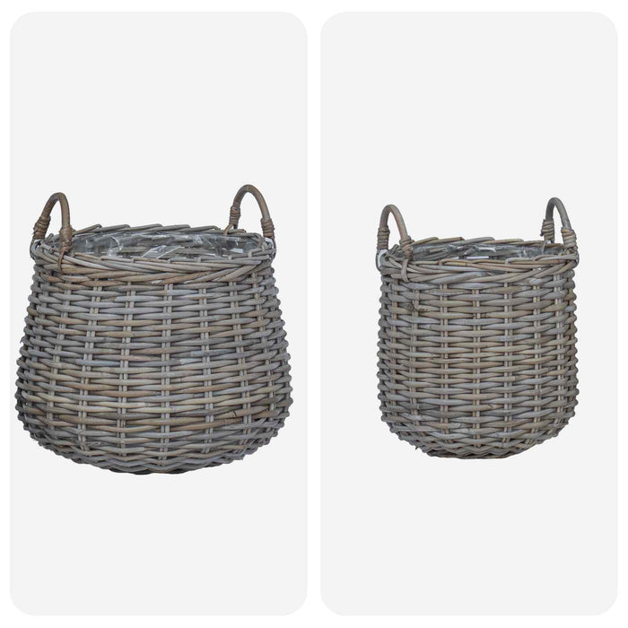 Ghiveci coș cu depozitare 2 pcs Gri Ratan Lacak - WALTI WALTI