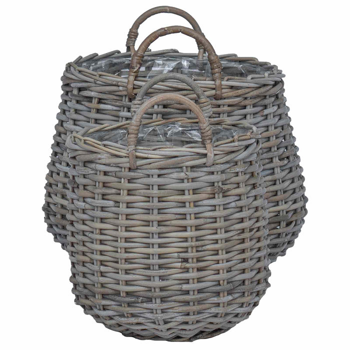 Ghiveci coș cu depozitare 2 pcs Gri Ratan Lacak - WALTI WALTI