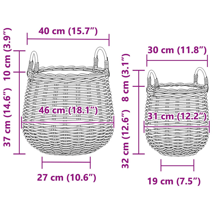 Ghiveci coș cu depozitare 2 pcs Gri Ratan Lacak - WALTI WALTI