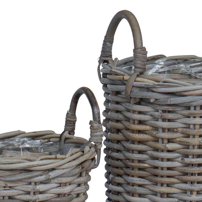 Coș de Plante cu depozitare 2 pcs Gri Ratan Kubu - WALTI WALTI