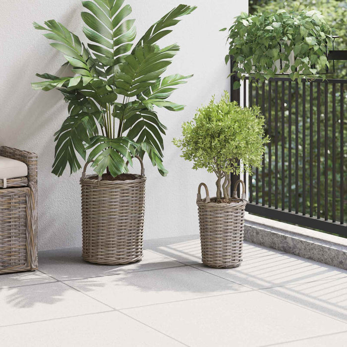 Coș de Plante cu depozitare 2 pcs Gri Ratan Kubu - WALTI WALTI