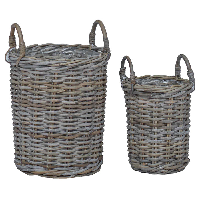Coș de Plante cu depozitare 2 pcs Gri Ratan Kubu - WALTI WALTI