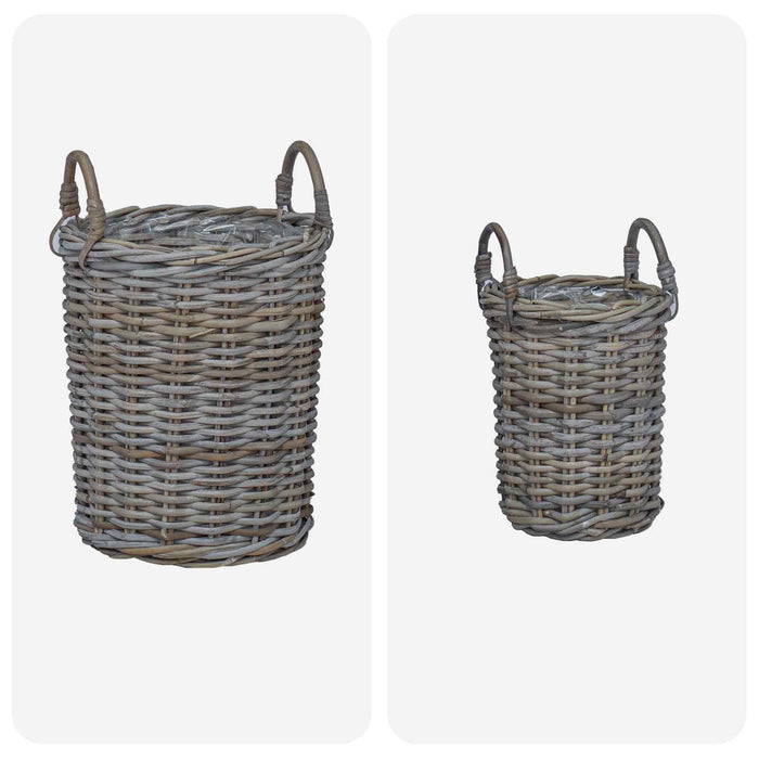 Coș de Plante cu depozitare 2 pcs Gri Ratan Kubu - WALTI WALTI