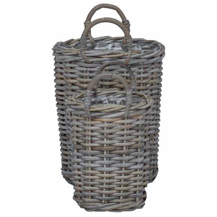 Coș de Plante cu depozitare 2 pcs Gri Ratan Kubu - WALTI WALTI