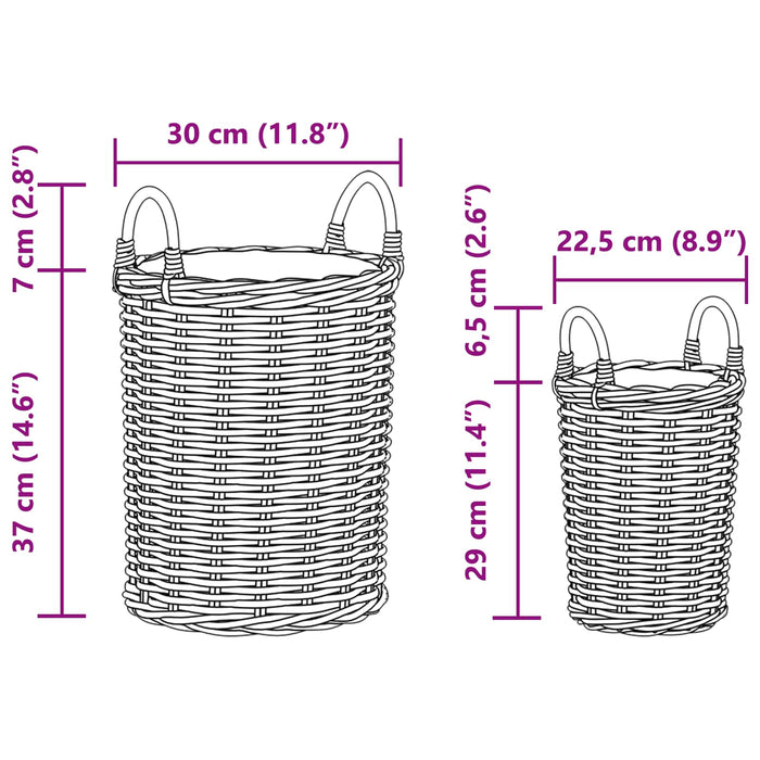Coș de Plante cu depozitare 2 pcs Gri Ratan Kubu - WALTI WALTI