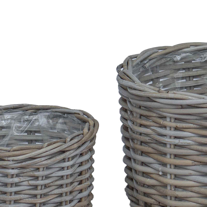 Coș pentru plante cu depozitare 2 pcs Gri Ratan Kubu - WALTI WALTI