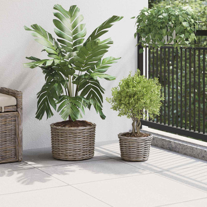 Coș pentru plante cu depozitare 2 pcs Gri Ratan Kubu - WALTI WALTI