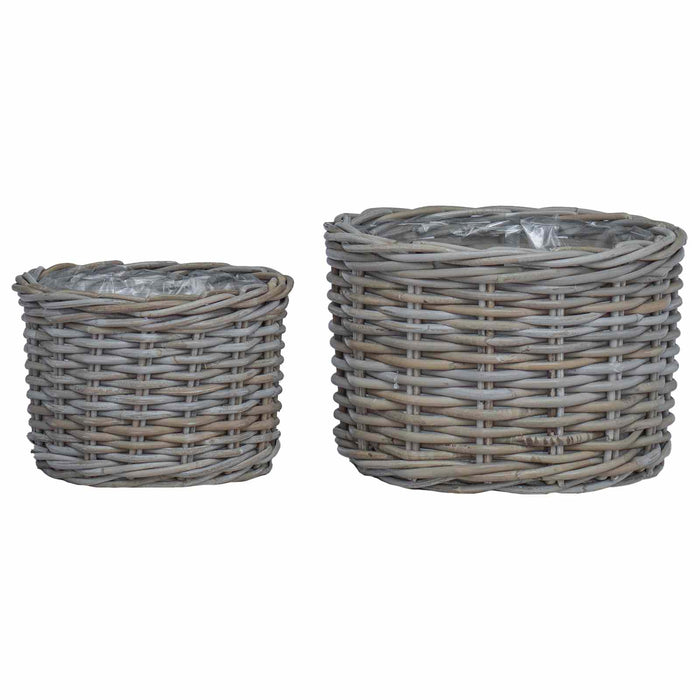 Coș pentru plante cu depozitare 2 pcs Gri Ratan Kubu - WALTI WALTI