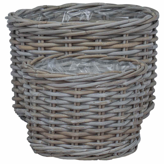 Coș pentru plante cu depozitare 2 pcs Gri Ratan Kubu - WALTI WALTI