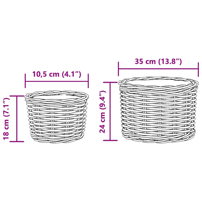 Coș pentru plante cu depozitare 2 pcs Gri Ratan Kubu - WALTI WALTI