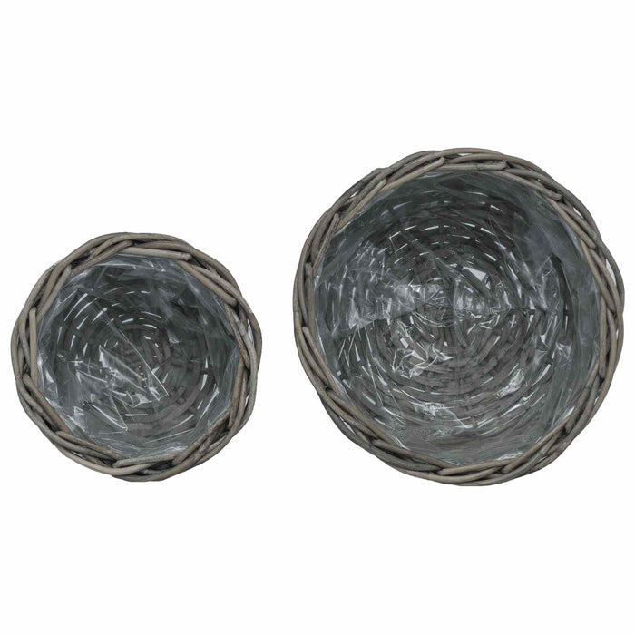 Coș pentru plante cu depozitare 2 pcs Gri Ratan Kubu - WALTI WALTI