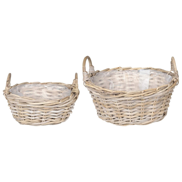Coș pentru plante cu depozitare 2 pcs Gri Ratan Lacak - WALTI WALTI