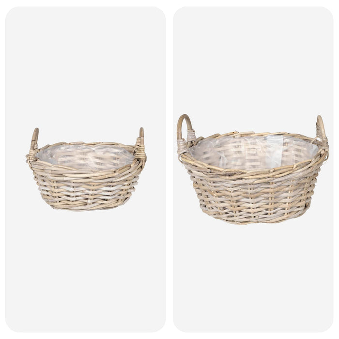 Coș pentru plante cu depozitare 2 pcs Gri Ratan Lacak - WALTI WALTI
