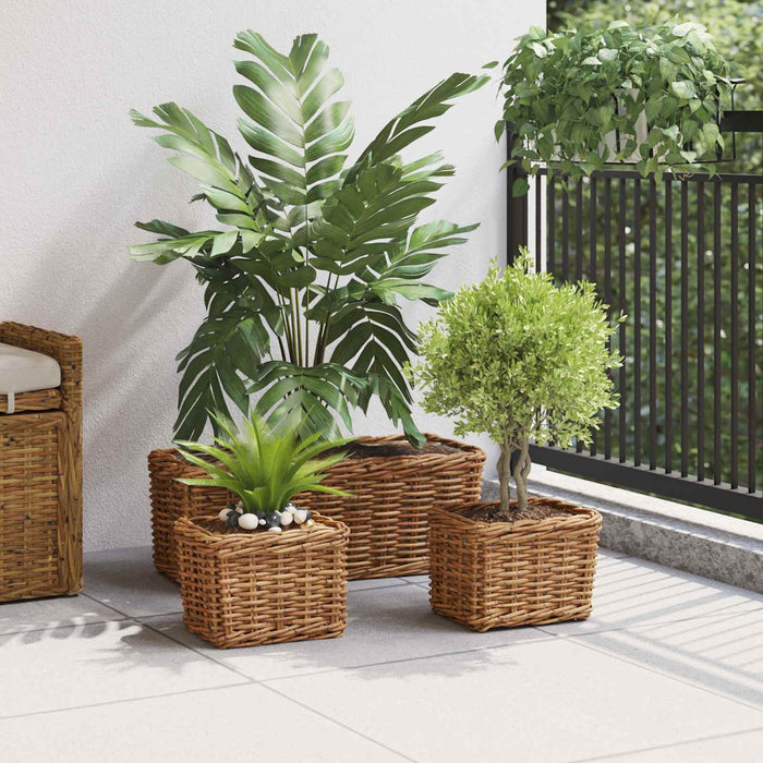 Coș pentru plante cu depozitare 3 pcs Maro Ratan Kubu - WALTI WALTI