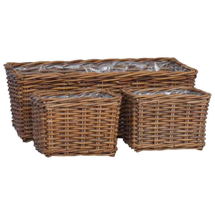 Coș pentru plante cu depozitare 3 pcs Maro Ratan Kubu - WALTI WALTI