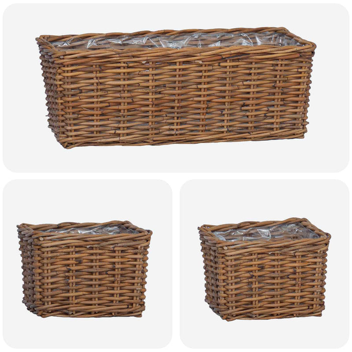 Coș pentru plante cu depozitare 3 pcs Maro Ratan Kubu - WALTI WALTI
