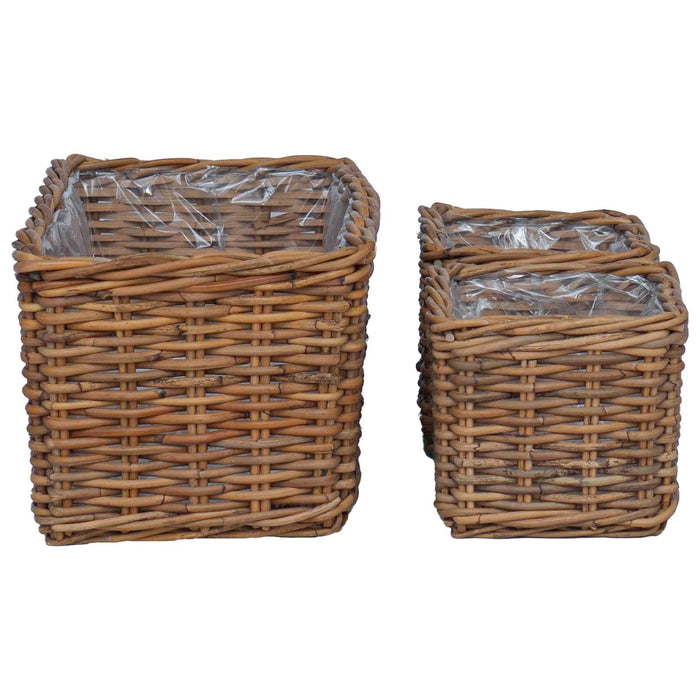 Coș pentru plante cu depozitare 3 pcs Maro Ratan Kubu - WALTI WALTI