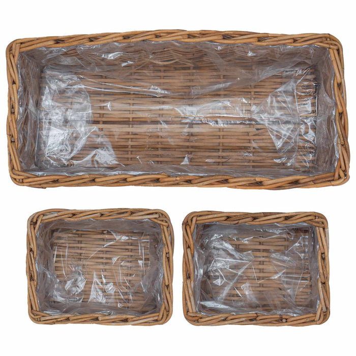 Coș pentru plante cu depozitare 3 pcs Maro Ratan Kubu - WALTI WALTI