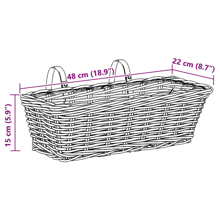 Coș suspendat pentru plante 2 pcs Gri 48 x 22 x 15 cm - WALTI WALTI
