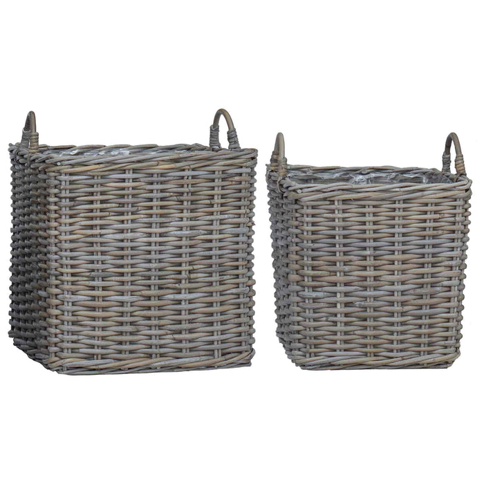 Coș pentru plante cu depozitare 2 pcs Gri Ratan Lacak - WALTI WALTI