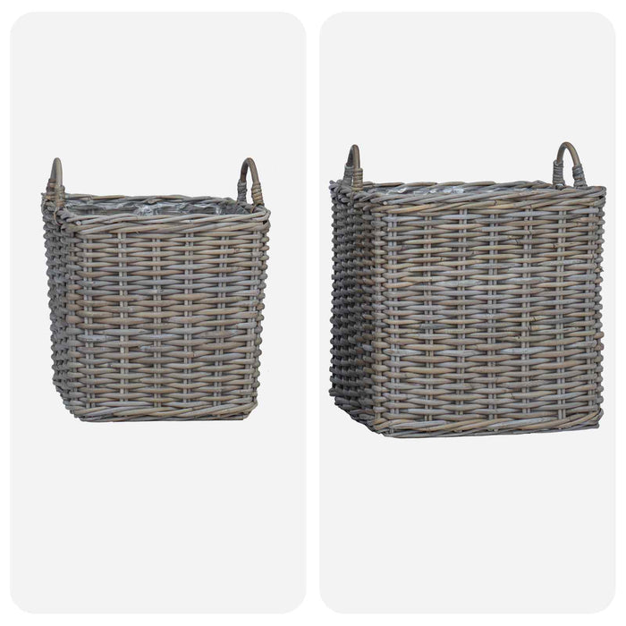 Coș pentru plante cu depozitare 2 pcs Gri Ratan Lacak - WALTI WALTI
