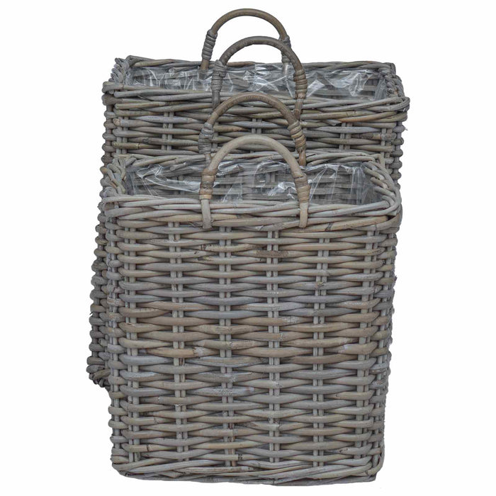 Coș pentru plante cu depozitare 2 pcs Gri Ratan Lacak - WALTI WALTI