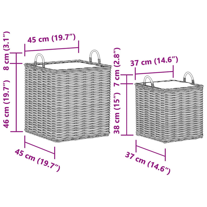 Coș pentru plante cu depozitare 2 pcs Gri Ratan Lacak - WALTI WALTI