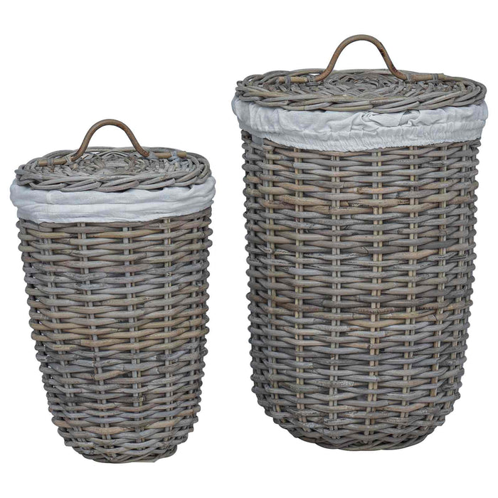 Coș de rufe cu capac 2 pcs Gri Kubu Ratan Kubu - WALTI WALTI
