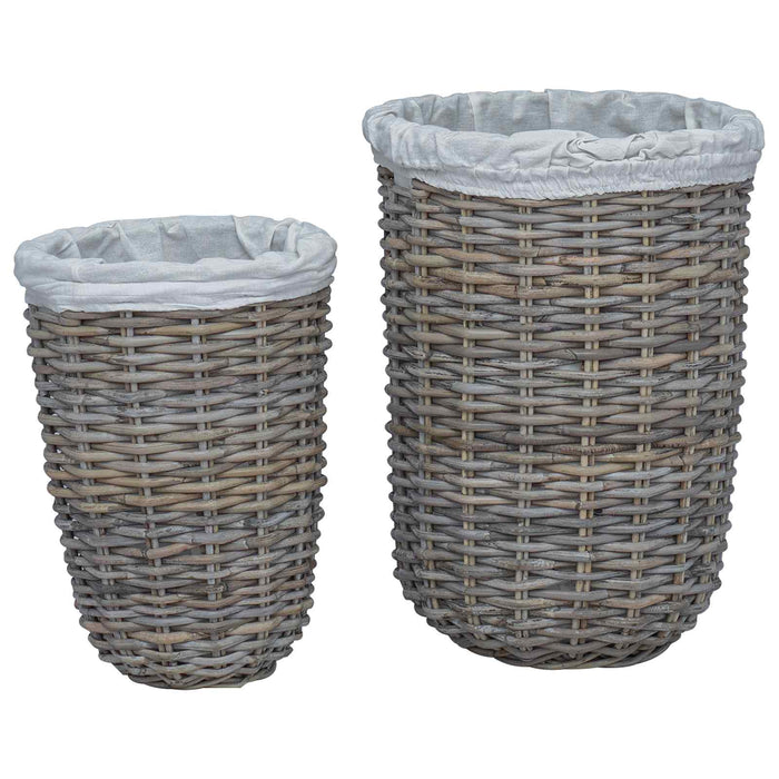 Coș de rufe cu capac 2 pcs Gri Kubu Ratan Kubu - WALTI WALTI