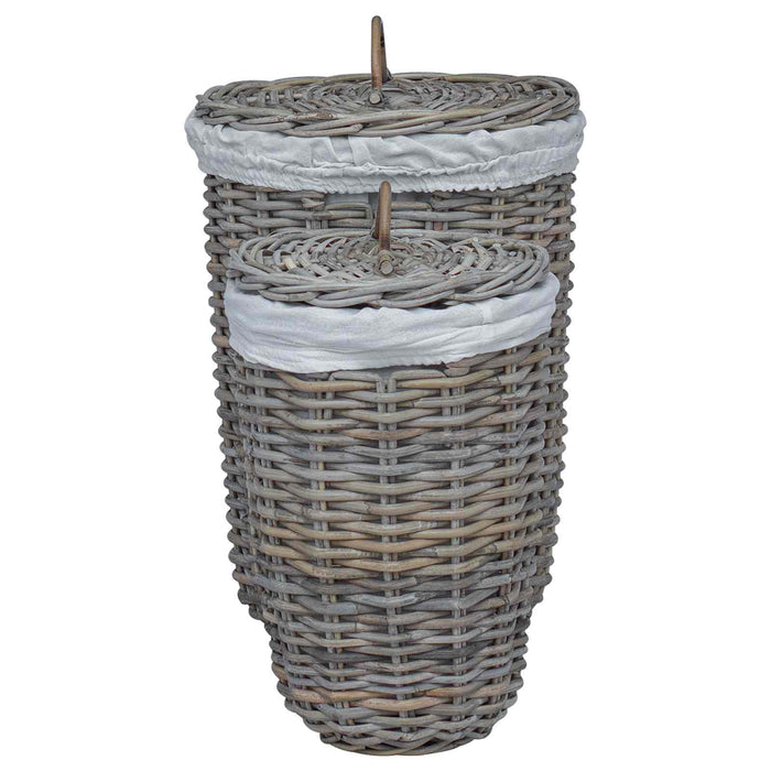 Coș de rufe cu capac 2 pcs Gri Kubu Ratan Kubu - WALTI WALTI