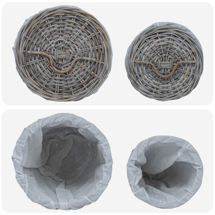 Coș de rufe cu capac 2 pcs Gri Kubu Ratan Kubu - WALTI WALTI