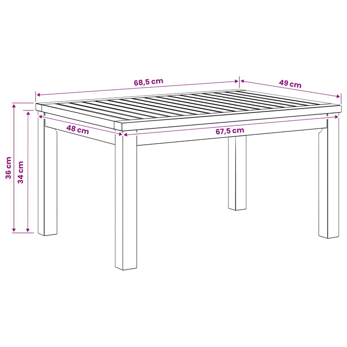 Masă de cafea natural 50 x 68,5 x 36 cm Lemn Solid de Acacia - WALTI WALTI