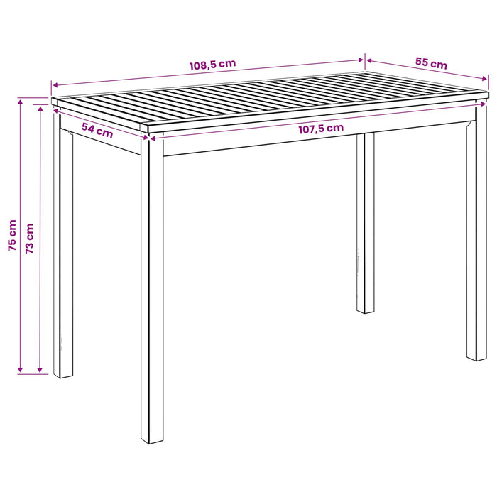 Masă de cină pentru grădină natural 108,5 x 55 x 75 cm WALTI