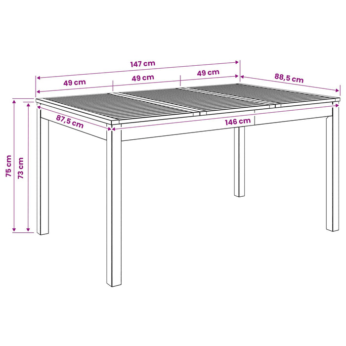 Masă de cină pentru grădină natural 147 x 88,5 x 75 cm WALTI