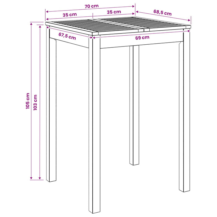 Masă de Bar în Grădină natural 70 x 68,5 x 105 cm WALTI