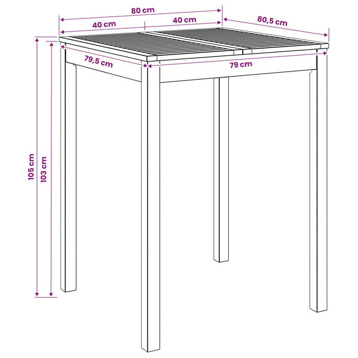Masă de Bar în Grădină natural 80 x 80,5 x 105 cm WALTI