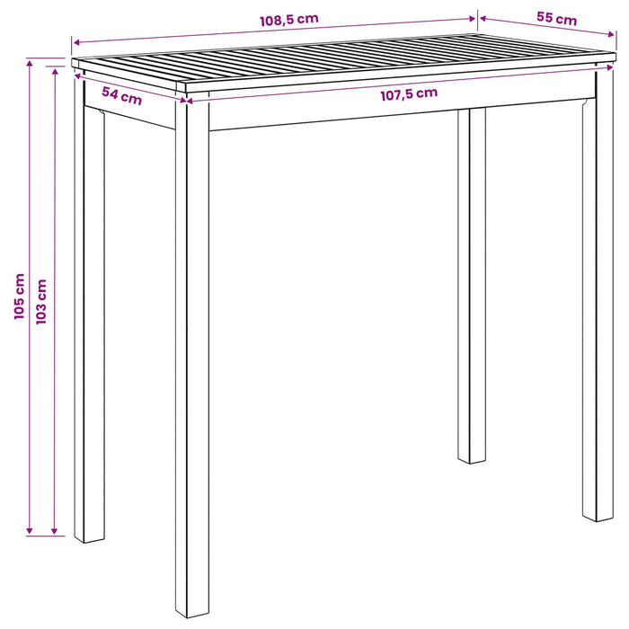 Masă de Bar în Grădină natural 108,5 x 55 x 105 cm WALTI