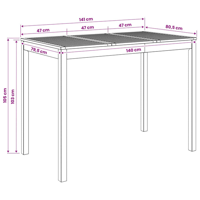 Masă de Bar în Grădină natural 141 x 80,5 x 105 cm WALTI