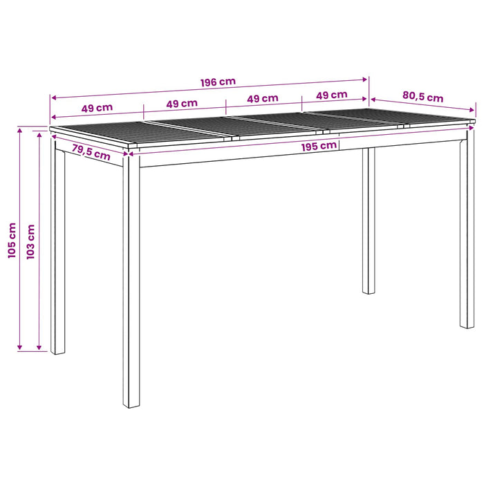 Masă de Bar în Grădină natural 196 x 80,5 x 105 cm WALTI