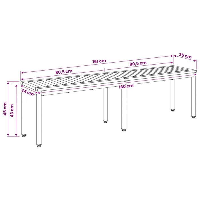 Bancă de grădină 161 x 35 x 45 cm Lemn Solid de Acacia WALTI