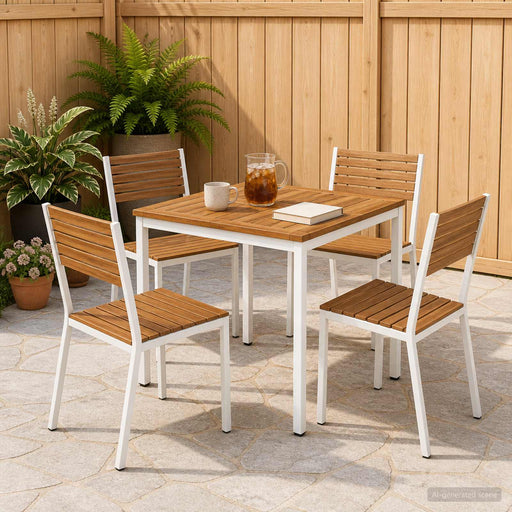 Masă de cină pentru grădină Natural și Alb 70 x 68,5 x 75 cm - WALTI WALTI