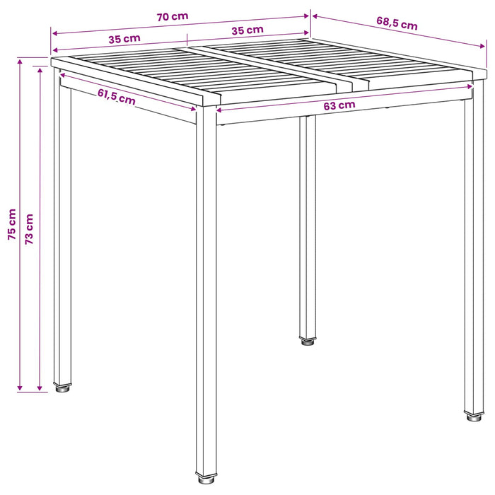 Masă de cină pentru grădină Natural și Cafea 70 x 68,5 x 75 cm WALTI