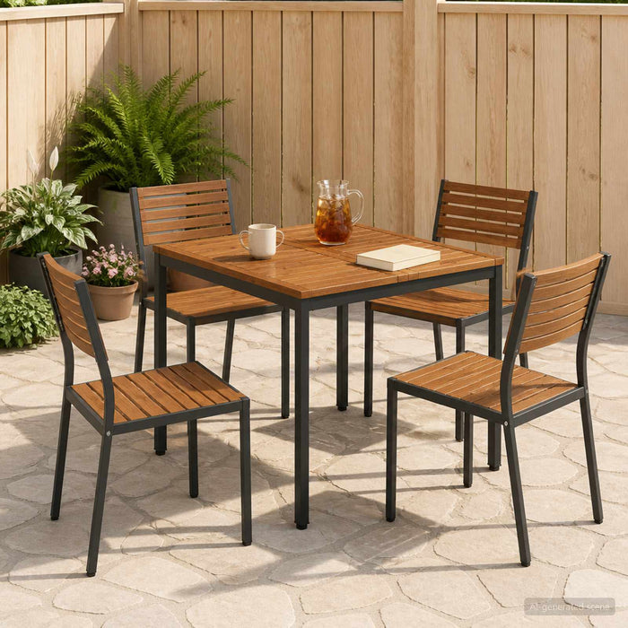 Masă de cină pentru grădină Natural și Negru 80 x 80,5 x 75 cm - WALTI WALTI