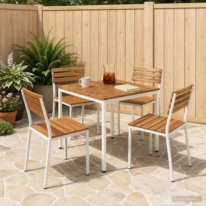 Masă de cină pentru grădină Natural și Alb 80 x 80,5 x 75 cm WALTI