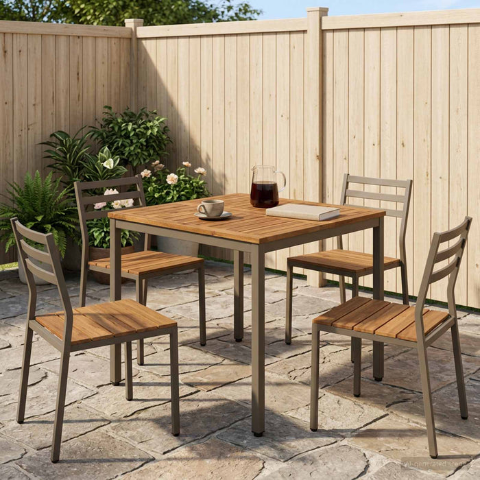 Masă de cină pentru grădină Natural și Cafea 80 x 80,5 x 75 cm - WALTI WALTI