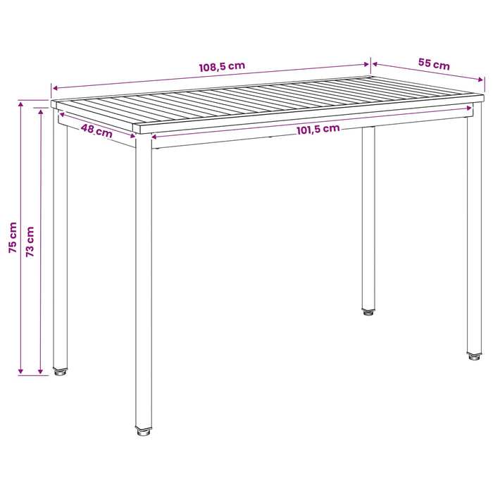 Masă de cină pentru grădină Natural și Cafea 108,5 x 55 x 75 cm WALTI