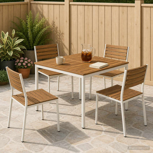 Masă de cină pentru grădină Natural și Alb 110 x 108,5 x 75 cm - WALTI WALTI