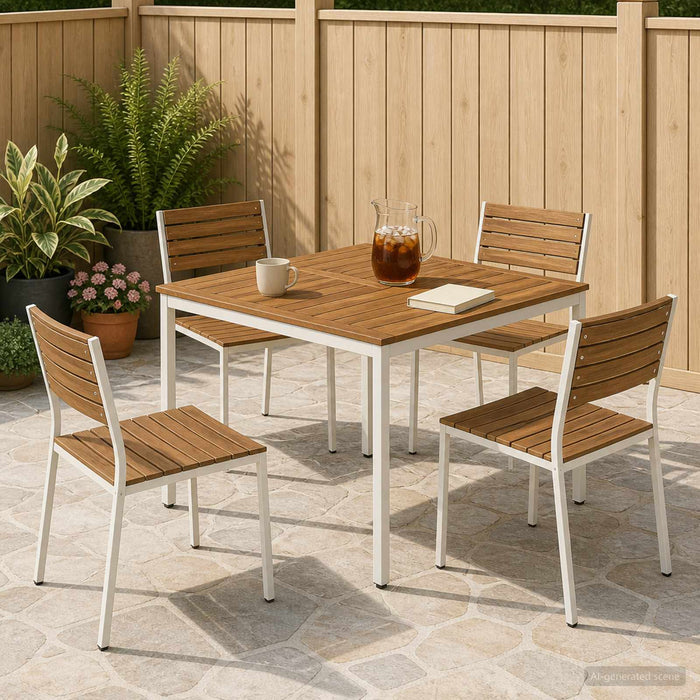 Masă de cină pentru grădină Natural și Alb 110 x 108,5 x 75 cm WALTI